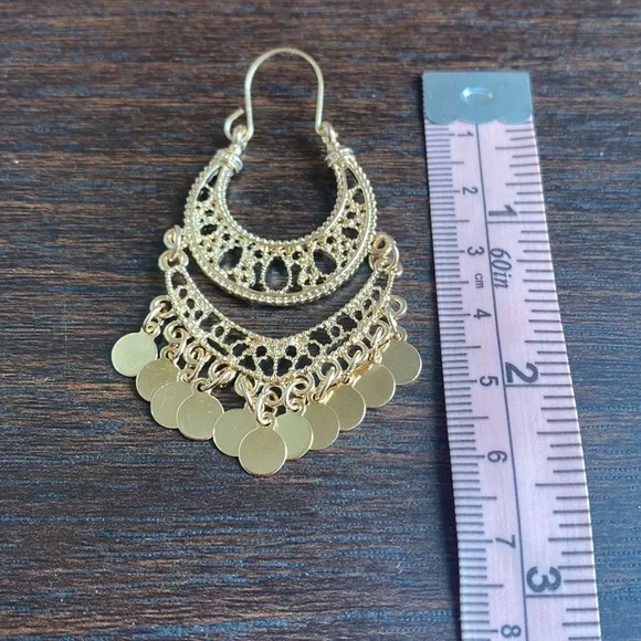 Gold Tassel Hoop Earrings - Picture 3 of 3